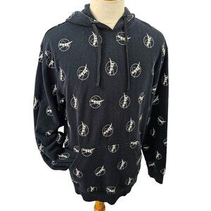 NASA Hoodie Sweatshirt Black White Nasa Logo Neon Riot Cotton Unisex Size L